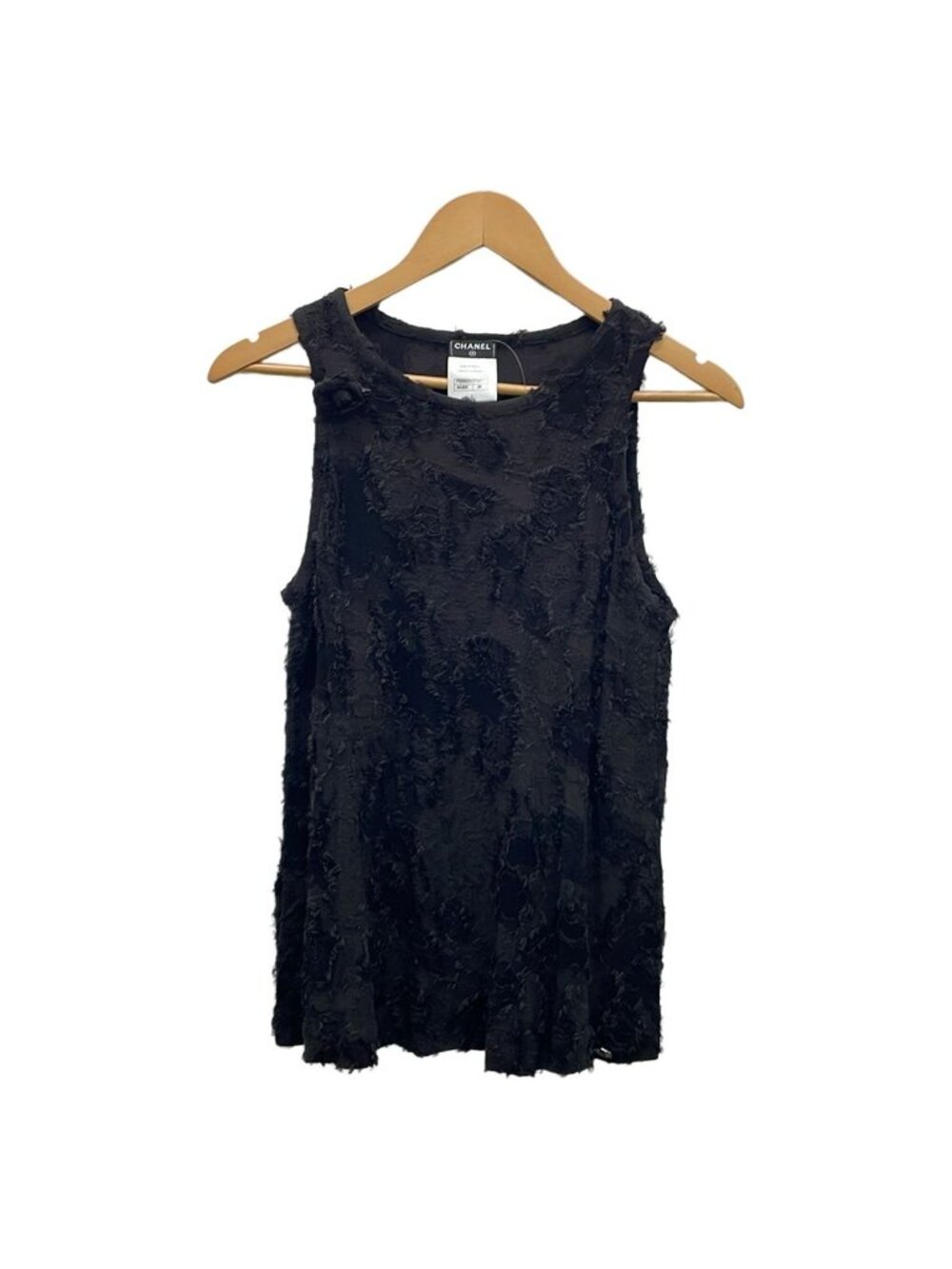 Chanel Sleeveless Top S Dark Gray Black 36